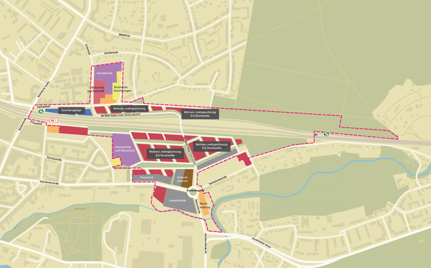 Kartenmaterial für die Planungen des neuen Wohnquartiers auf dem Gelände des alten Güterbahnhofs in Köpenick